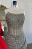 Load image into Gallery viewer, Sparkly Golden Strapless Tight Corset Rhinestones Short Prom Dress