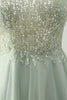 Load image into Gallery viewer, Dusty Green Halter Sequins A Line Cocktail Dress