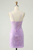 Load image into Gallery viewer, Sparkly Lilac Sequins Bodycon Mini Party Dress with Slit