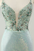 Load image into Gallery viewer, Glitter Dusty Green Tight Sequins V Neck Short Prom Dress