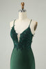 Load image into Gallery viewer, Glitter Dark Green Tight V Neck Beaded Party Dress