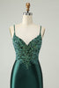 Load image into Gallery viewer, Glitter Dark Green Tight V Neck Short Prom Dress with Sequins