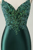 Load image into Gallery viewer, Glitter Dark Green Tight V Neck Short Prom Dress with Sequins