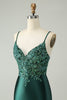 Load image into Gallery viewer, Glitter Dark Green Tight V Neck Short Prom Dress with Sequins