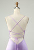 Load image into Gallery viewer, Glitter Purple V Neck Tight Sequined Appliques Short Prom Dress