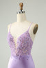 Load image into Gallery viewer, Glitter Purple V Neck Tight Sequined Appliques Short Prom Dress