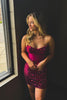 Load image into Gallery viewer, Glitter Fuchsia Strapless Beaded Sequins Corset Party Dress