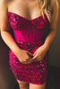 Load image into Gallery viewer, Glitter Fuchsia Strapless Beaded Sequins Corset Party Dress