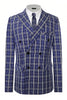 Load image into Gallery viewer, Royal Blue Plaid Peak Lapel Double Breasted 2 Piece Men&#39;s Suit