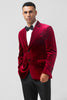 Load image into Gallery viewer, Burgundy Notched Lapel Velvet Men&#39;s Prom Blazer