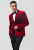 Load image into Gallery viewer, Burgundy Notched Lapel Velvet Men&#39;s Prom Blazer