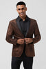 Load image into Gallery viewer, Brown Shawl Lapel One Button Men&#39;s Prom Blazer