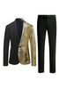 Load image into Gallery viewer, Sparkly Black Golden 2 Pieces One Button Notched Lapel Men&#39;s Prom Suit