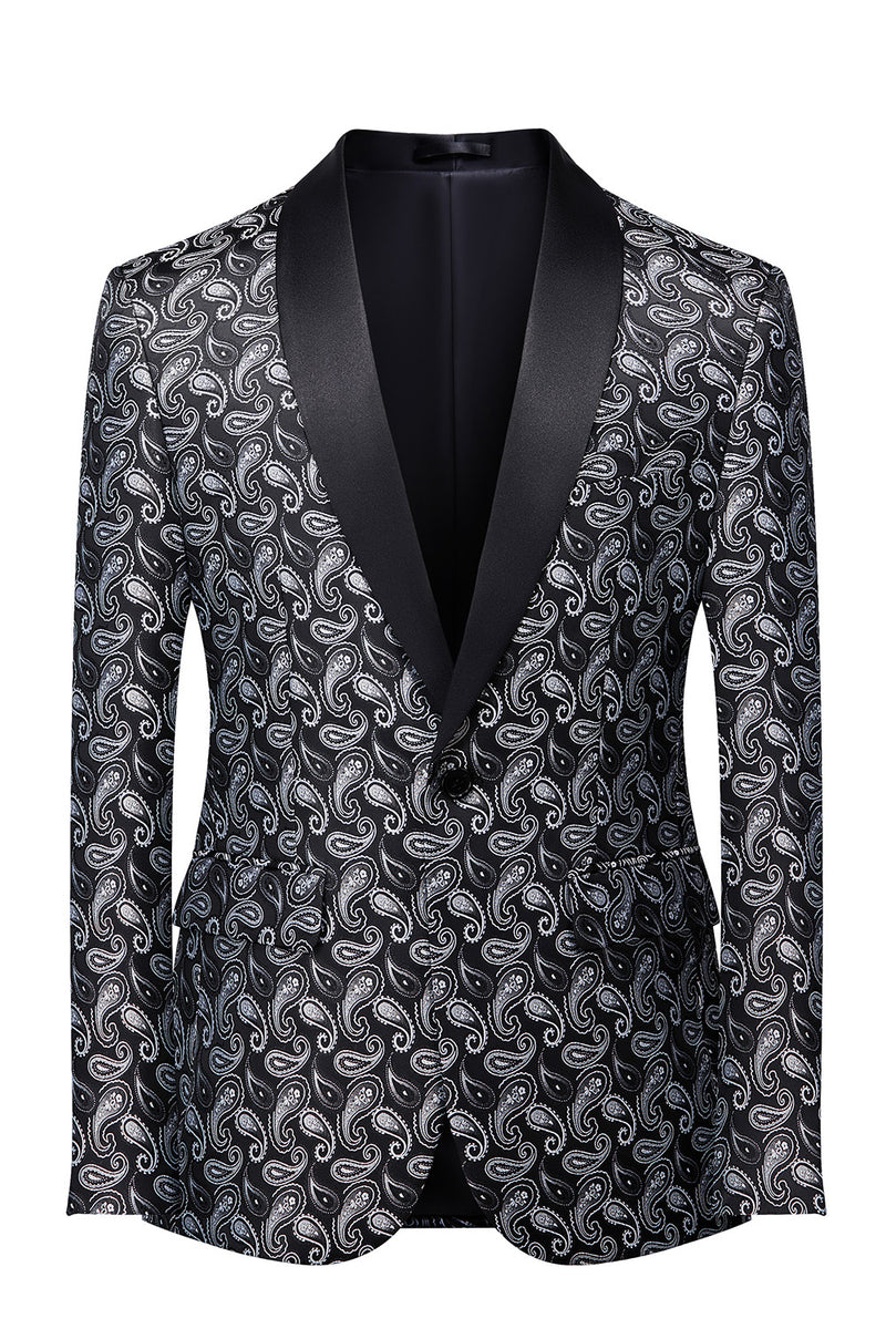 Load image into Gallery viewer, Black Shawl Lapel Embroidery Men&#39;s Prom Jackets