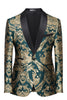 Load image into Gallery viewer, Dark Green Shawl Lapel One Button Embroidery Men&#39;s Prom Jacket