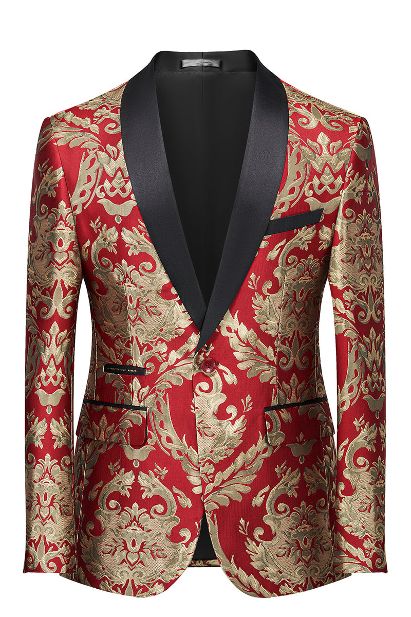 Load image into Gallery viewer, Dark Green Shawl Lapel One Button Embroidery Men&#39;s Prom Jacket