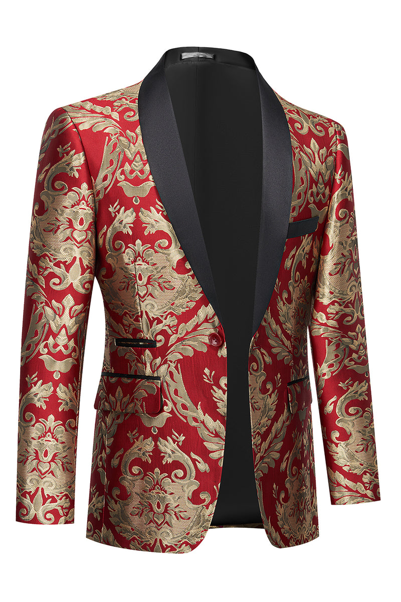 Load image into Gallery viewer, Dark Green Shawl Lapel One Button Embroidery Men&#39;s Prom Jacket