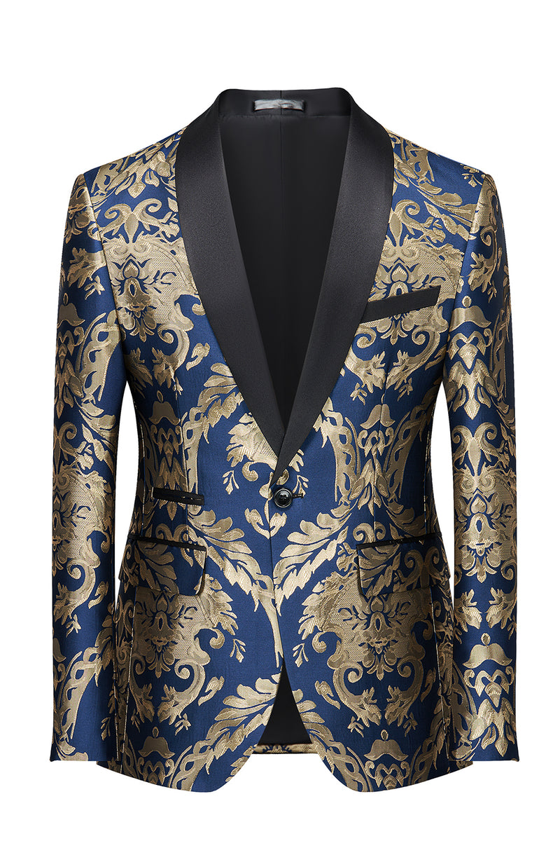 Load image into Gallery viewer, Dark Green Shawl Lapel One Button Embroidery Men&#39;s Prom Jacket