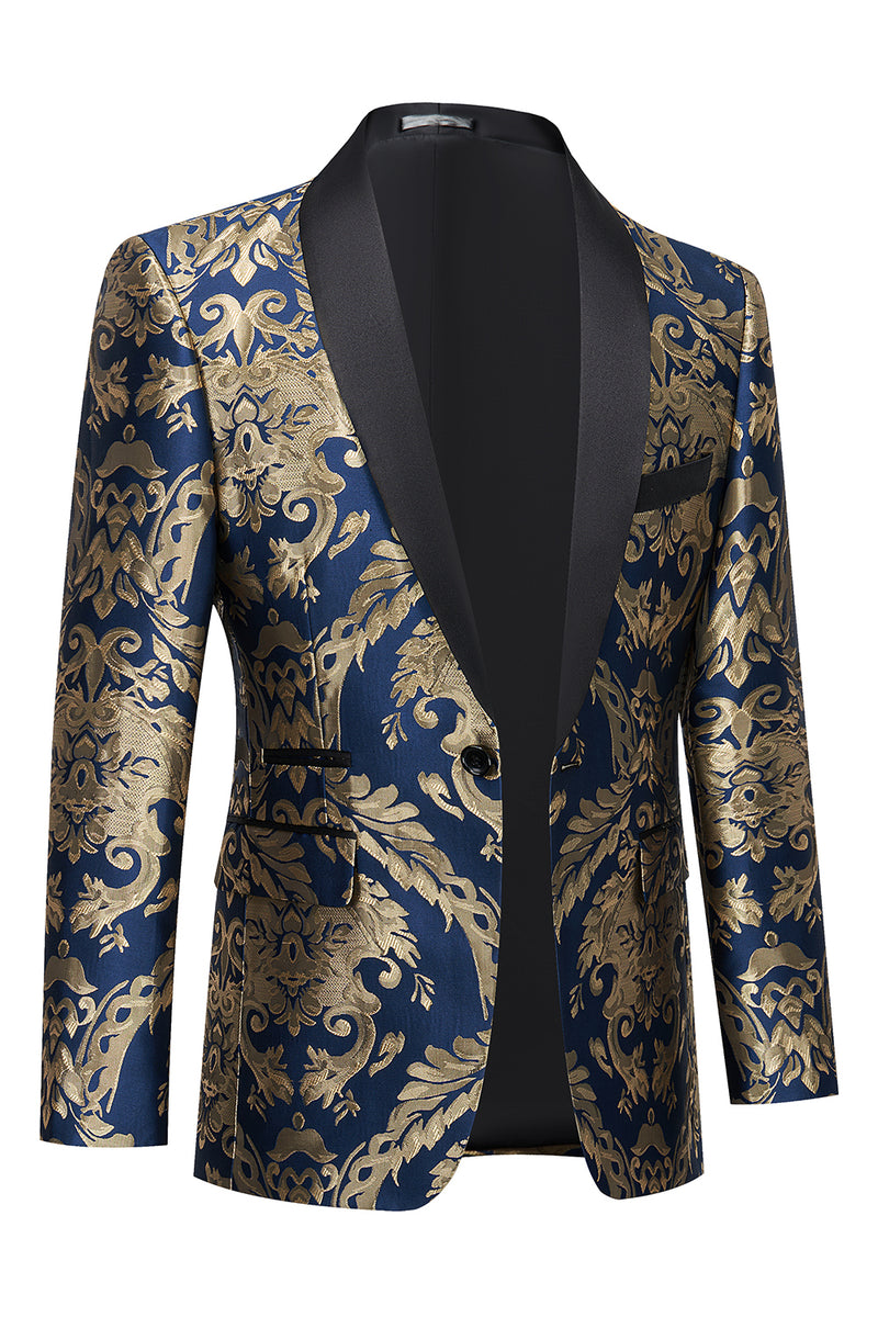 Load image into Gallery viewer, Dark Green Shawl Lapel One Button Embroidery Men&#39;s Prom Jacket