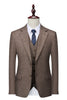 Load image into Gallery viewer, Brown 3 Piece Tweed Notched Lapel Men&#39;s Prom Suits