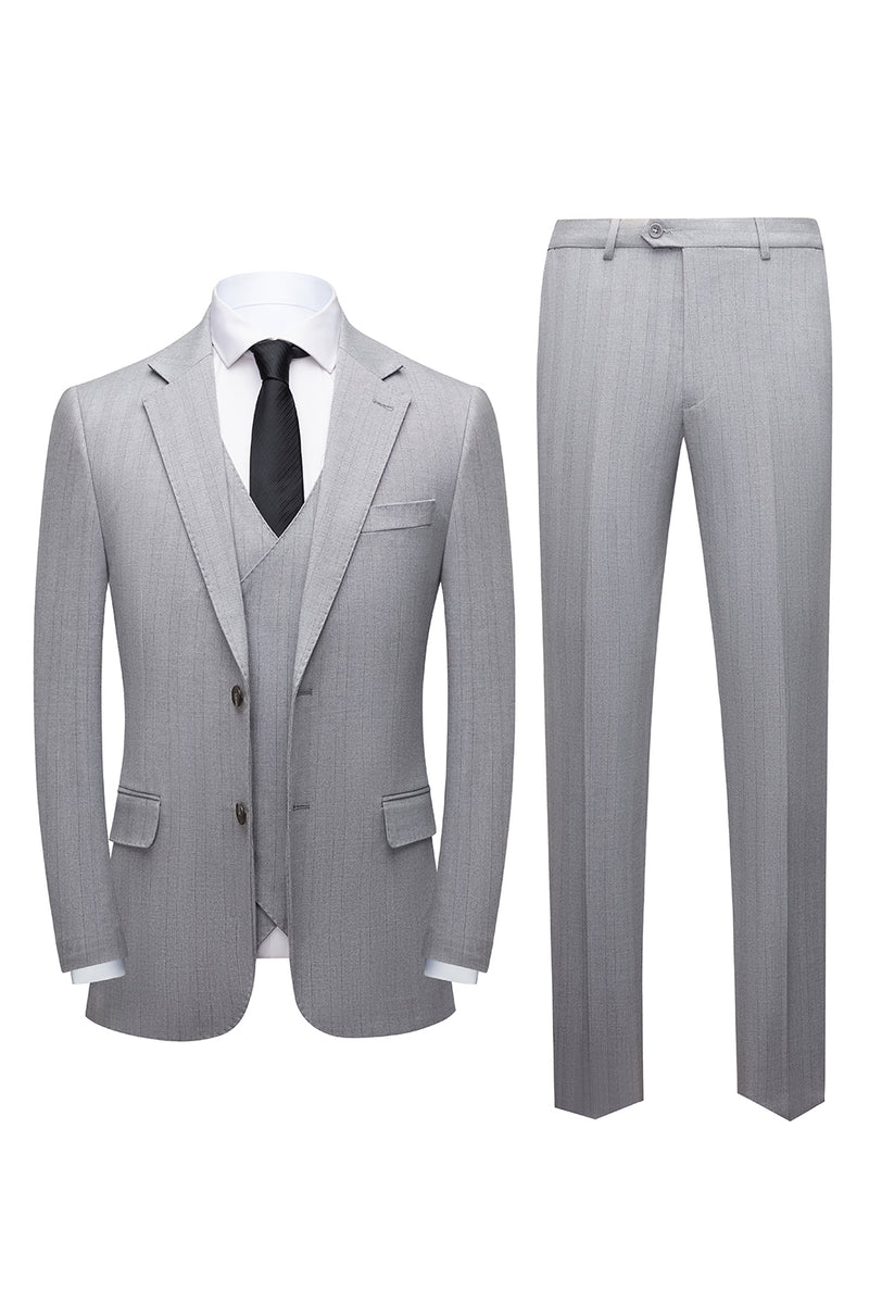 Load image into Gallery viewer, Grey 3 Piece Notched Lapel Men&#39;s Party Suits