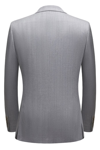 Grey 3 Piece Notched Lapel Men's Party Suits