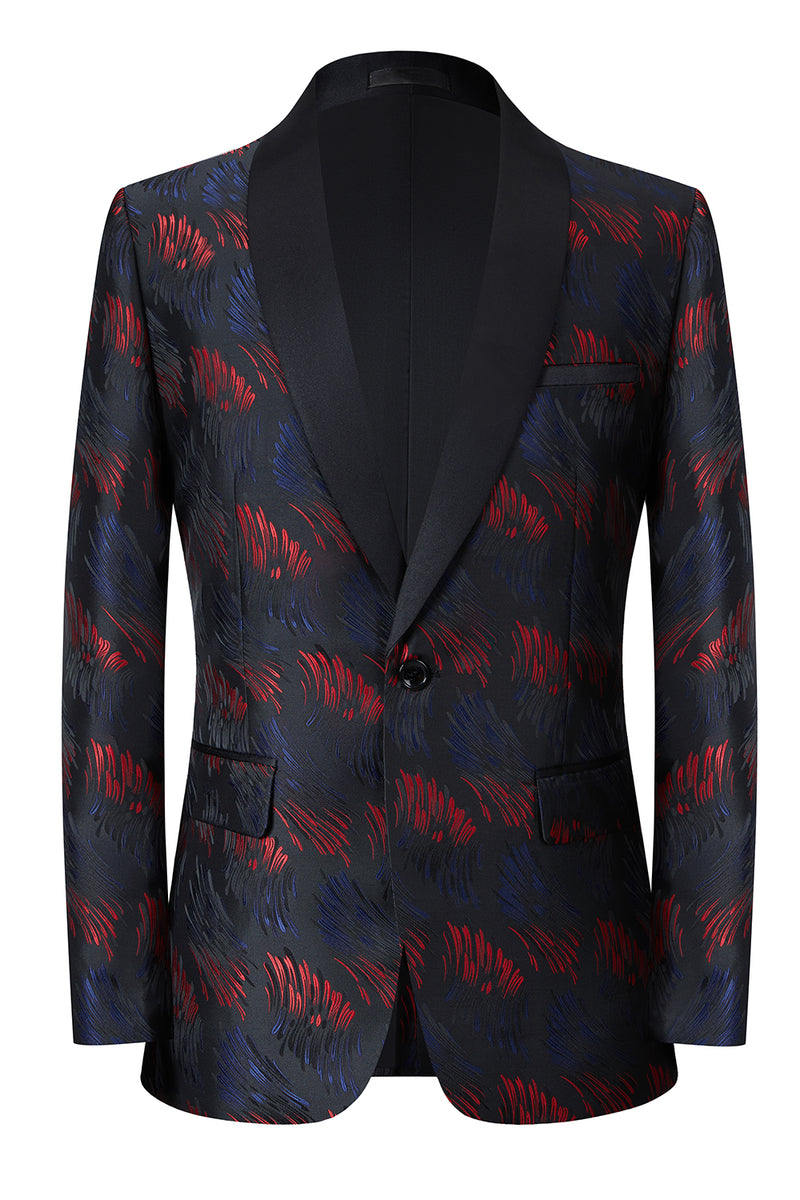 Load image into Gallery viewer, Dark Navy Shawl Lapel Embroidery One Button Men&#39;s Prom Suits