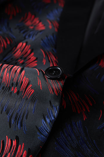 Dark Navy Shawl Lapel Embroidery One Button Men's Prom Suits