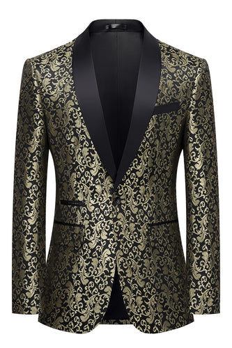 Golden Shawl Lapel Men's Prom Blazer