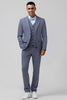 Load image into Gallery viewer, Grey Blue 3 Pieces Notched Lapel Plaid Men&#39;s Wedding Party Suits