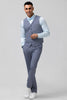 Load image into Gallery viewer, Grey Blue 3 Pieces Notched Lapel Plaid Men&#39;s Wedding Party Suits