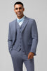 Load image into Gallery viewer, Grey Blue 3 Pieces Notched Lapel Plaid Men&#39;s Wedding Party Suits