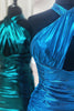 Load image into Gallery viewer, Metallic Emerald Green Tight Halter Ruched Short Prom Dress