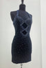 Load image into Gallery viewer, Sparkly Navy Bodycon Beaded Halter Hollow Out Short Prom Dress