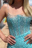 Load image into Gallery viewer, Sparkly Royal Blue Beaded Tight Spaghetti Straps Short Prom Dress