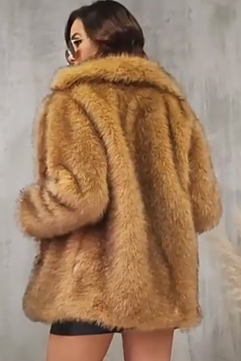 Load image into Gallery viewer, Brown Open Front Shaggy Faux Fur Women&#39;s Coat