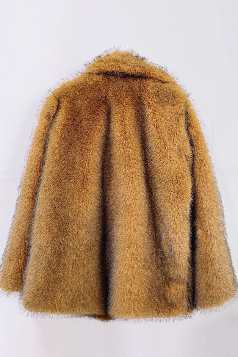 Load image into Gallery viewer, Brown Open Front Shaggy Faux Fur Women&#39;s Coat