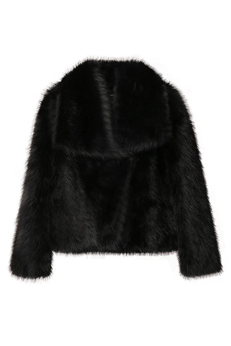 Load image into Gallery viewer, Black Shawl Lapel Short Fitted Faux Fur