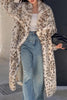 Load image into Gallery viewer, Leopard Print Open Front Long Shaggy Shearling Coat