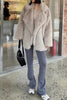 Load image into Gallery viewer, Grey Brown Midi Notched Lapel Shaggy Faux Fur Women&#39;s Coat