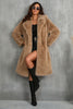 Load image into Gallery viewer, Camel  Notched Lapel Long Faux Fur Long Shaggy Women Coat