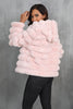 Load image into Gallery viewer, Black Fluffy Faux Fur Cropped Zip Up Coat with Hood