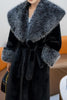 Load image into Gallery viewer, Fluffy Black Faux Fur Long Overcoat with Belt