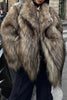 Load image into Gallery viewer, Brown Fluffy Faux Fur Long Sleeve Open Front Short Coat