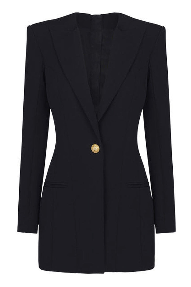 Load image into Gallery viewer, Lake Blue Peak Lapel Long Sleeves One Button Women Blazer