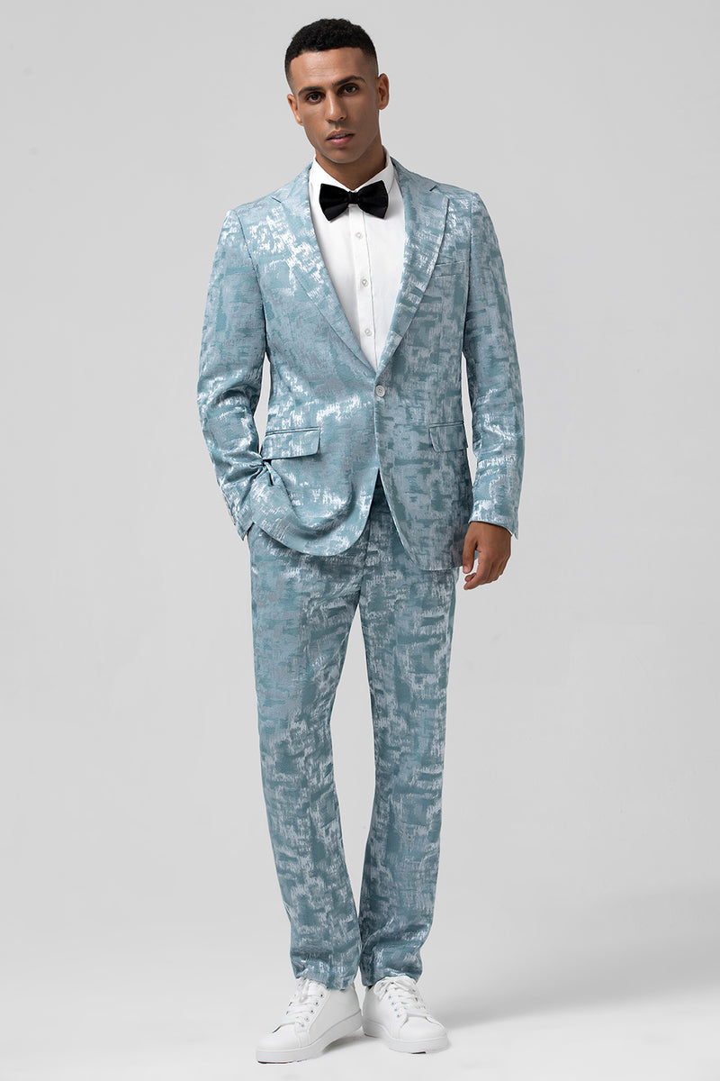 Load image into Gallery viewer, Light Blue Notched Lapel 2 Pieces Men&#39;s Prom Suits