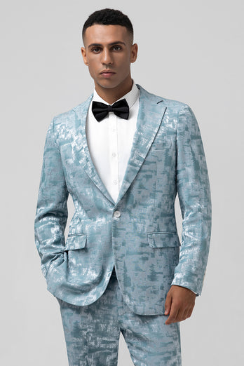 Light Blue Notched Lapel 2 Pieces Men's Prom Suits