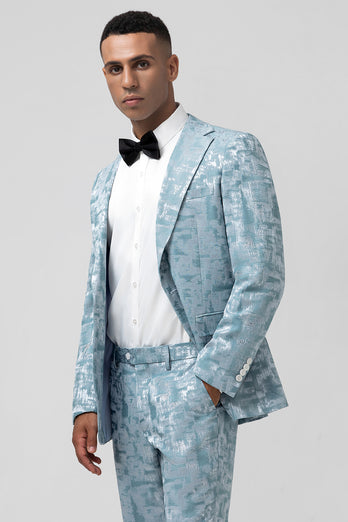 Light Blue Notched Lapel 2 Pieces Men's Prom Suits