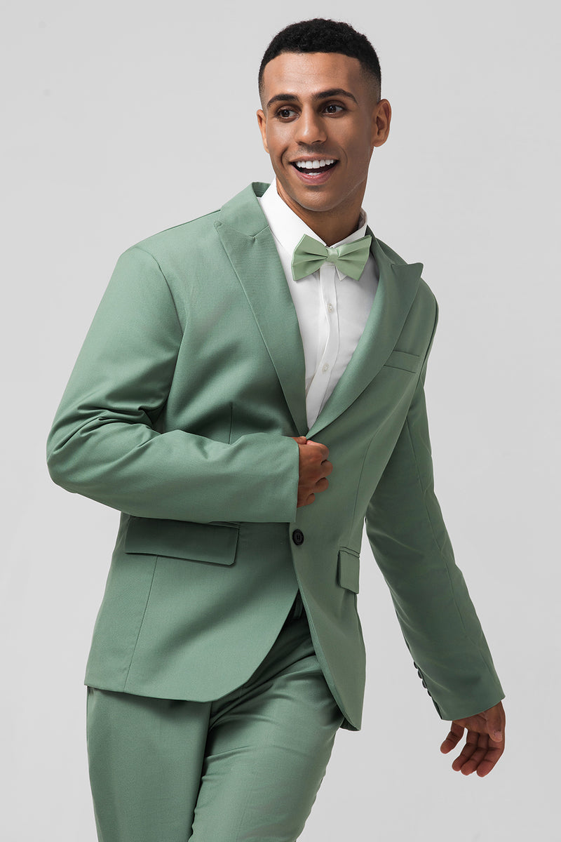 Load image into Gallery viewer, Grey Green Peak Lapel 2 Pieces Men&#39;s Wedding Party Suits