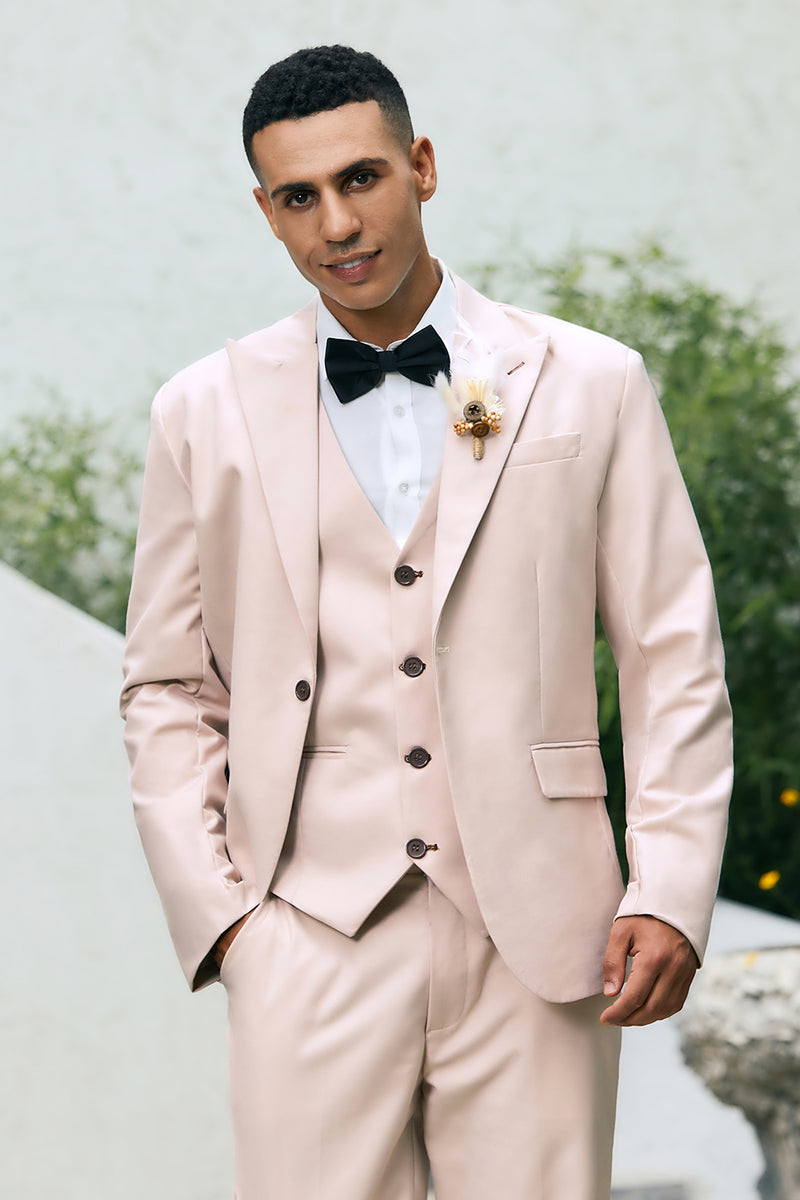 Load image into Gallery viewer, Ivory 3 Pieces Peak Lapel One Button Men&#39;s Prom Suits